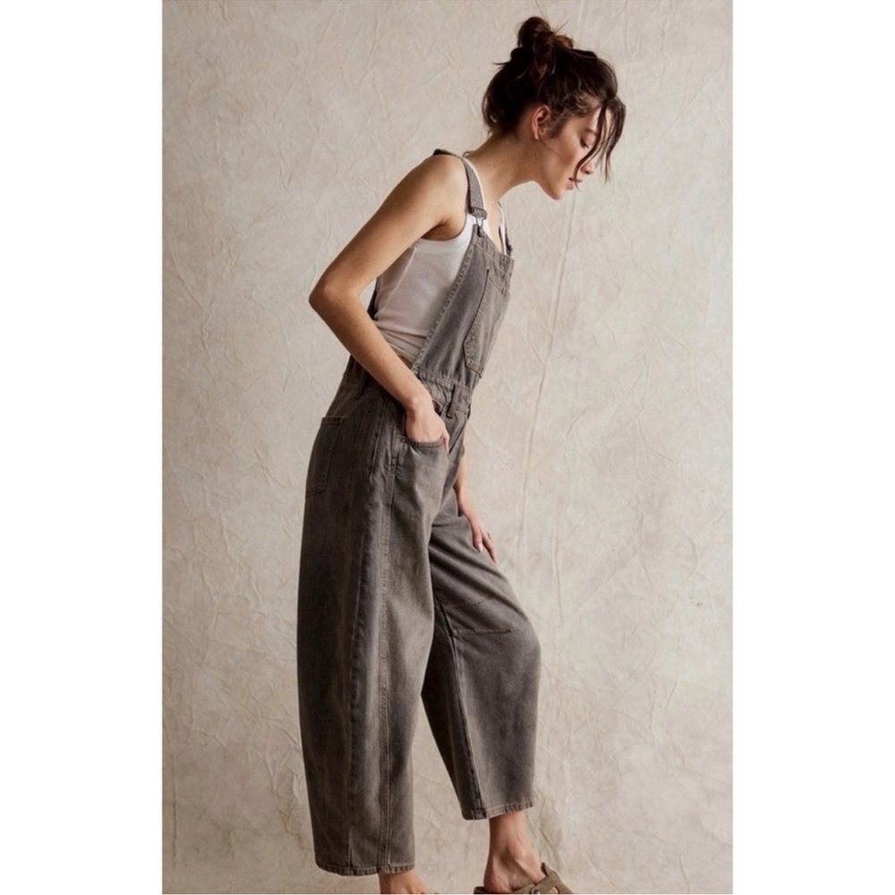 We The Free by Free People Good Luck Barrel Overalls, Archive Gray, NWT, XL - Picture 5 of 5